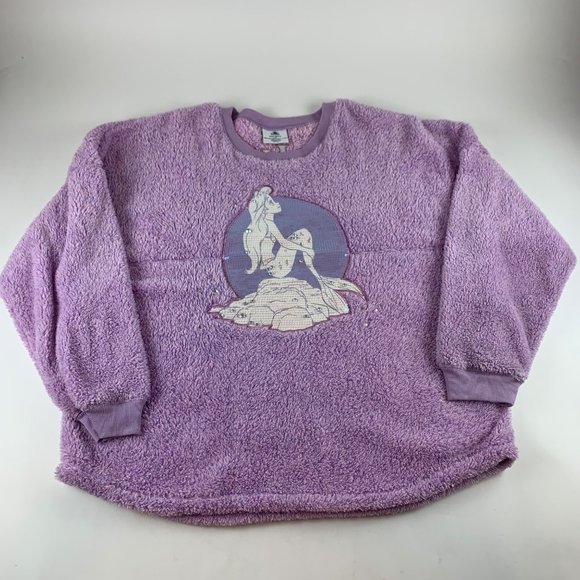 Disney Tops - Disney Spirit Jersey Plush Little Mermaid Sequin Embellished Pullover XXL